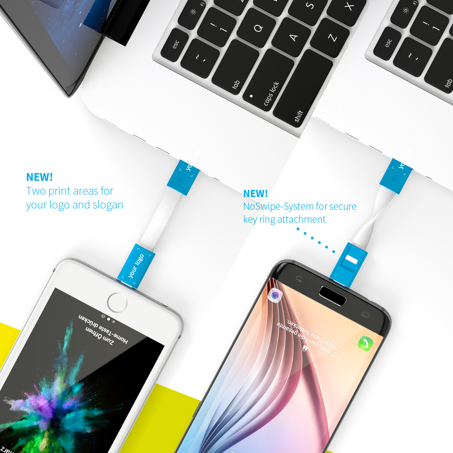 Branded ZWN COLOURS  SLIM USB 2 IN 1 CHARGING CABLE